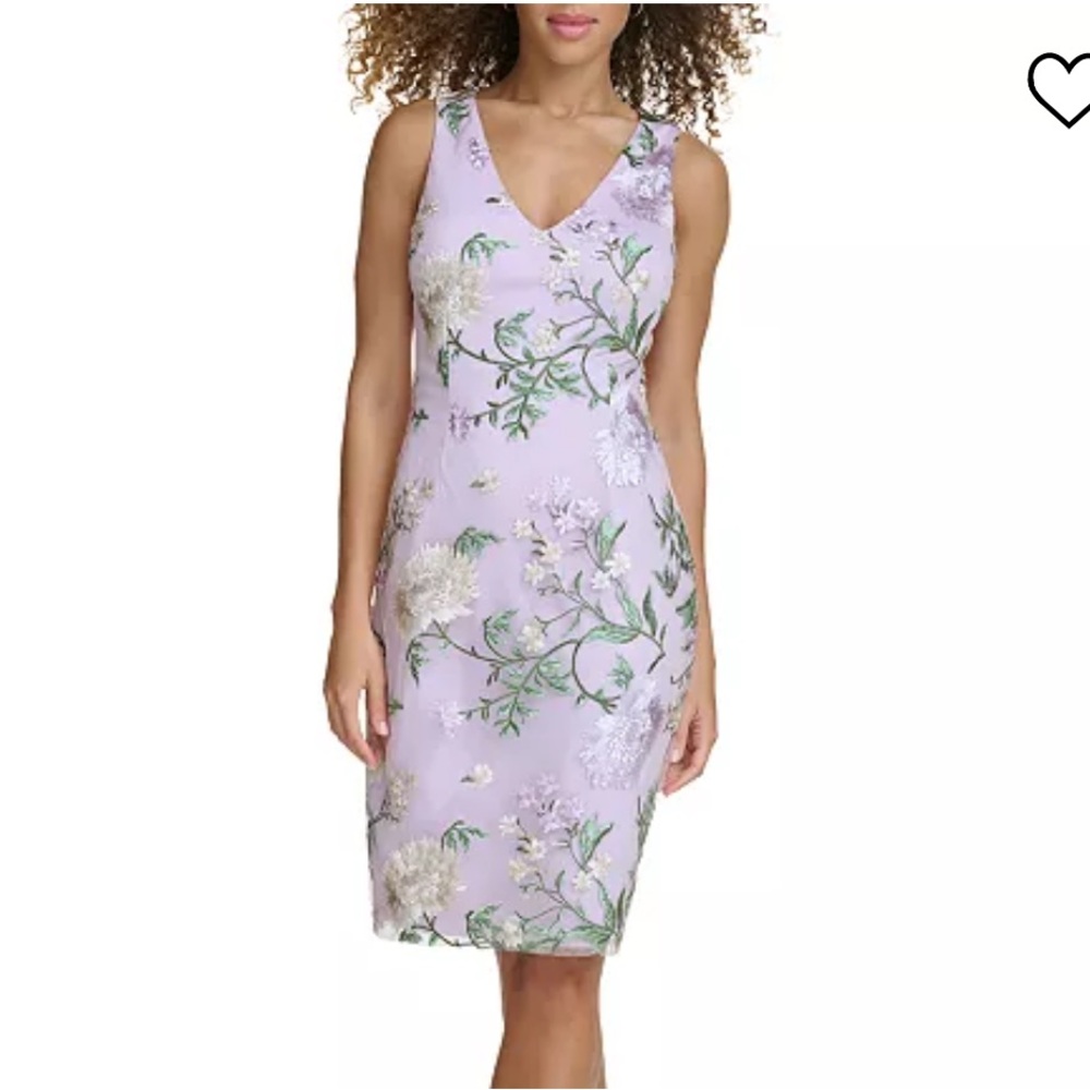 Lavender floral knee length dress. Size 8